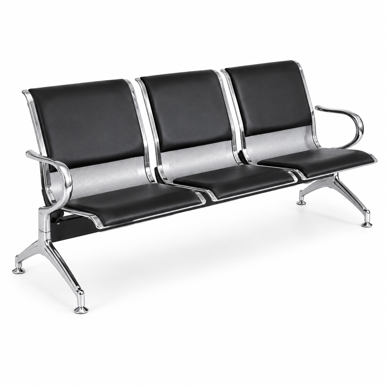 Two Seated Waiting Chair (Black Cushioned)